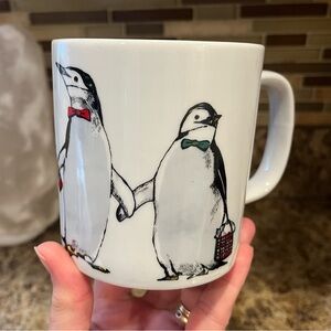 Penguin Design Mug with Red and Green Accents by The Cellar 15 oz.